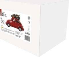 EMOS LED červené auto so Santom, 12,5 cm, 3x AA, vnútorné, teplá biela