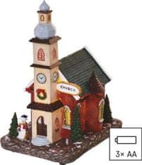 EMOS LED vianočný kostol, 17,5 cm, 3x AA, vnútorná, teplá biela