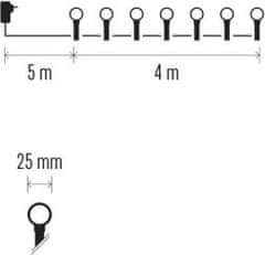 EMOS LED svetelná cherry reťaz – guličky 2,5 cm, 4 m, vonkajšie aj vnútorné, modrá, časovač
