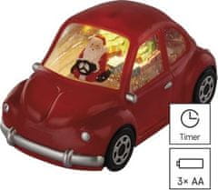 EMOS LED dekorace – autíčko se Santou, 10 cm, 3x AA, vnitřní, teplá bílá, časovač