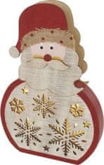 EMOS LED dekorace dřevěná – Santa, 30 cm, 2x AA, vnitřní, teplá bílá, časovač