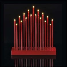 EMOS LED svietnik červený, 28,5 cm, 3x AA, vnútorná, teplá biela, časovač