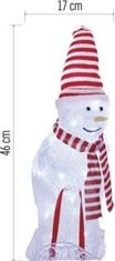EMOS LED vianočný snehuliak s čiapkou a šálom, 46 cm, vonkajšie aj vnútorné, studená biela