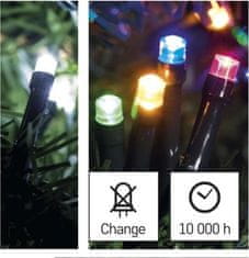 EMOS LED vianočná reťaz 2v1, 10 m, vonkajšia aj vnútorná, studená biela/multicolor, programy