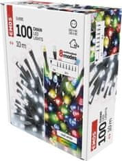 EMOS LED vianočná reťaz 2v1, 10 m, vonkajšia aj vnútorná, studená biela/multicolor, programy