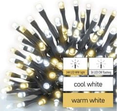 EMOS LED vianočná reťaz blikajúca, 18 m, vonkajšia aj vnútorná, teplá/studená biela, časovač