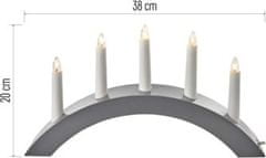 EMOS Svietnik na 5x žiarovku E10 drevený šedý, oblúk, 20x38 cm, vnútorná, teplá biela