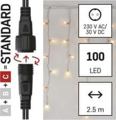 EMOS Štandard LED spojovacia reťaz pulzujúca – cencúle, 2,5 m, vonkajšie, červená/vintage