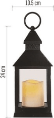 EMOS LED dekorácia – lampáš antik čierna blikajúci, 3x AAA, vnútorné, vintage, časovač