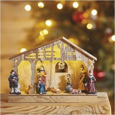 EMOS LED vianočný betlehem drevený, 19 cm, 3x AA, vnútorná, teplá biela, časovač