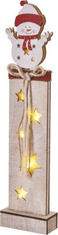 EMOS LED dekorácia drevená - snehuliak, 46 cm, 2x AA, vnútorná, teplá biela, časovač