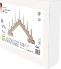 EMOS LED svietnik drevený, 29 cm, 2x AA, vnútorná, teplá biela, časovač