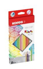 KORES Style trojhranné pastelky 15 farieb