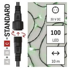 EMOS Standard LED spojovacia vianočná reťaz, 10 m, vonkajšia aj vnútorná, zelená