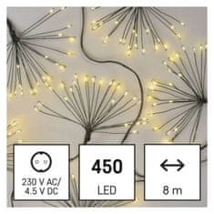 EMOS LED svetelná reťaz – svietiace trsy, nano, 8 m, vnútorná, teplá biela, časovač