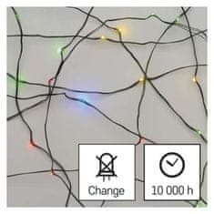 EMOS LED vianočná nano reťaz zelená, 4 m, vonkajšia aj vnútorná, multicolor, časovač
