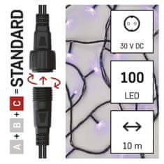 EMOS Standard LED spojovacia vianočná reťaz, 10 m, vonkajšia aj vnútorná, fialová