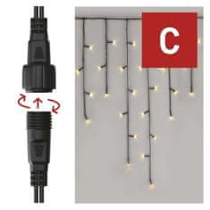 EMOS Standard LED spojovacia vianočná reťaz – cencúle, 2,5 m, vonkajšia, teplá biela