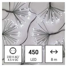 EMOS LED svetelná reťaz – svietiace trsy, nano, 8 m, vnútorná, studená biela, časovač