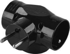 EMOS Rozbočovacia zásuvka 3× guľatá, čierna