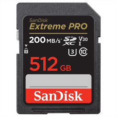 SanDisk Extreme PRO 512GB SDXC Memory Card 200MB/s a 140MB/s, UHS-I, Class 10, U3, V30