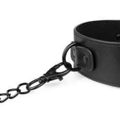 Easytoys Bedroom Fantasies Faux Leather Collar & Chain (Black), fetiš obojok s vodítkom
