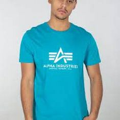 Alpha Industries  Pánske Tričko s krátkym rukávom Basic T-Shirt-M Modrá S