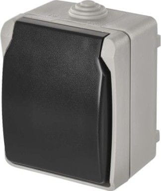 EMOS Zásuvka nástenná, šedo-čierna, IP54