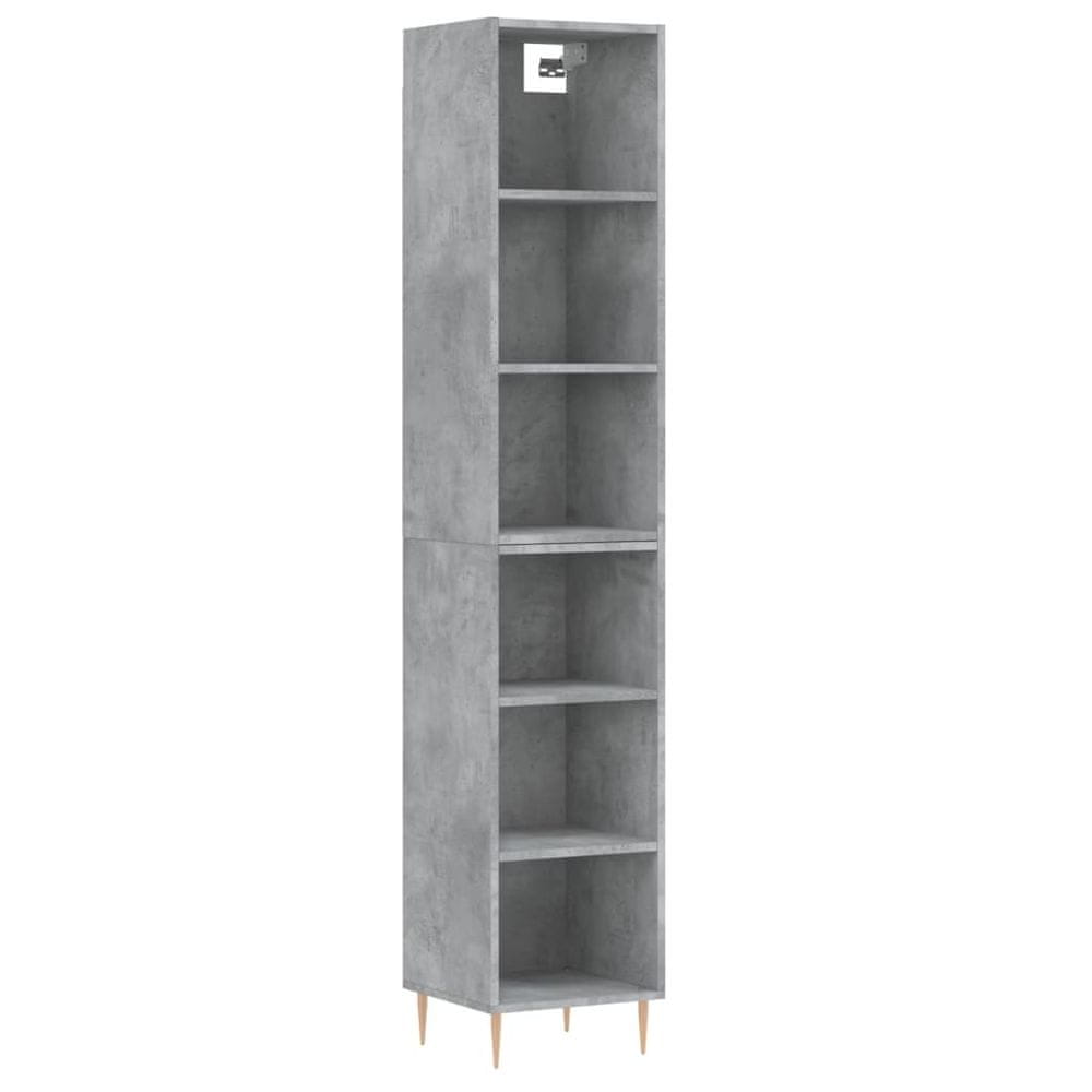 Vidaxl Vysoká skrinka betónová sivá 69,5x32,5x180 cm spracované drevo