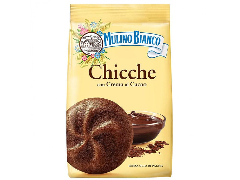 Mulino Bianco MULINO BIANCO Chicche -Krehké pečivo, čokoládové sušienky s kakaovým krémom 200g 1 paczka