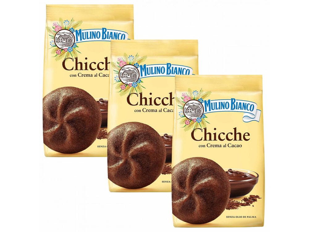 Mulino Bianco MULINO BIANCO Chicche -Krehké pečivo, čokoládové sušienky s kakaovým krémom 200g 3 paczki