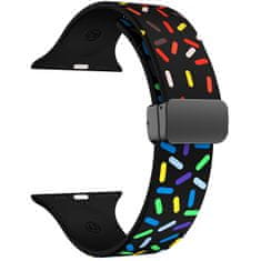 4wrist Silikonový řemínek s barevným motivem pro Apple Watch 38/40/41 mm - Černý