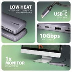 AXAGON dokovací stanice HMC-6GM2, USB-A, USB-C, HDMI, M.2 slot,, SD/microSD,PD 100W,