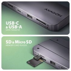 AXAGON dokovací stanice HMC-6GM2, USB-A, USB-C, HDMI, M.2 slot,, SD/microSD,PD 100W,