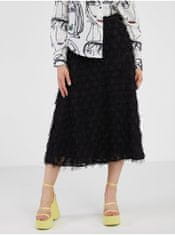 VILA Čierna dámska vzorovaná midi sukňa VILA Amellia M