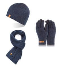 Brødrene 3W1 Pánsky zimný set čiapka šál rukavice CZ1 + S1 + R1 námornícka modrá