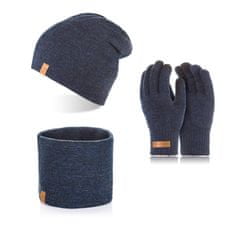 Brødrene 3W1 Pánsky zimný set čiapka šál rukavice CZ4 + K2 + R1 námornícka modrá