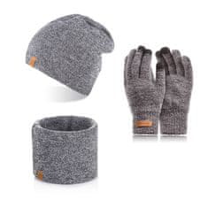 Brødrene 3W1 Pánsky zimný set čiapka šál rukavice CZ4 + K2 + R1 svetlo šedá