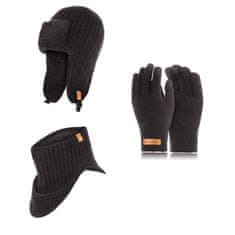 Brødrene 3W1 Pánsky zimný set čiapka šál rukavice CZ3 + K1 + R1 čierna