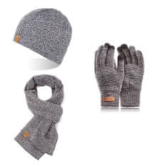Brødrene 3W1 Pánsky zimný set čiapka šál rukavice CZ1 + S1 + R1 šedá
