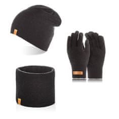 Brødrene 3W1 Pánsky zimný set čiapka šál rukavice CZ4 + K2 + R1 čierna
