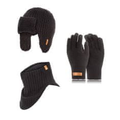 Brødrene 3W1 Pánsky zimný set čiapka čipka šál rukavice CZ5 + K1 + R1 čierna