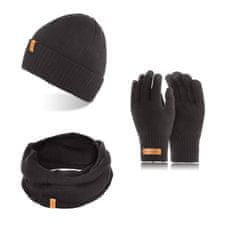Brødrene 3W1 Pánsky zimný set čiapka šál rukavice CZ8 + K3 + R1 čierna
