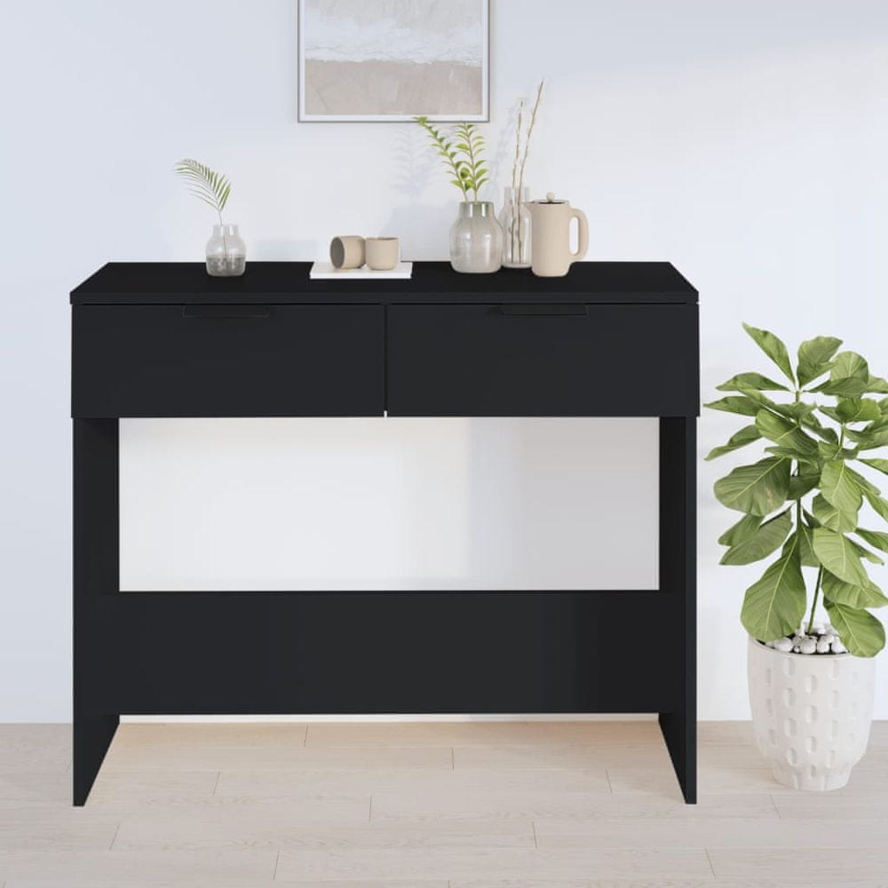 Vidaxl Konzolový stolík čierny 90x36x75 cm kompozitné drevo