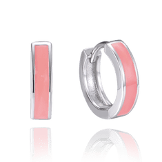 MINET Teen žiariace ružové strieborné náušnice RINGS