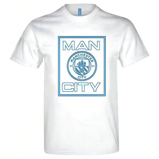 FAN SHOP SLOVAKIA Biele Tričko Manchester City FC, modrý nápis Man City, bavlna