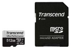 Transcend 512GB microSDXC 340S UHS-I U3 V30 A2 3D TLC (Class 10) pamäťová karta (s adaptérom), 160MB/s R, 125MB/s W