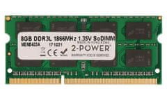 2-Power 8GB PC3L-14900S 1866MHz DDR3 CL13 1.35V SoDIMM 2Rx8 1.35V (DOŽIVOTNÁ ZÁRUKA)