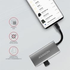 AXAGON húb USB-C SUPERSPEED / HMC-4G2 / USB 3.2 Gen2 / 2x USB-C / 2x USB-A / 10GB/s / 0,13m
