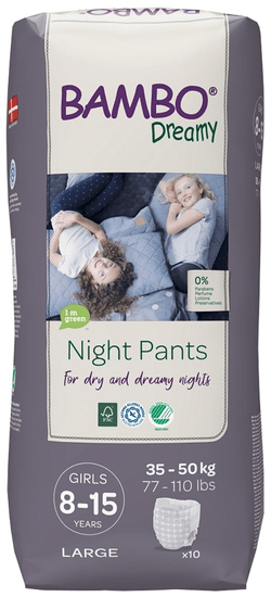 abena BAMBO Dreamy Night Pants Nohavičky plienkové jednorazové Girls 8-15 rokov (35-50 kg) 10 ks